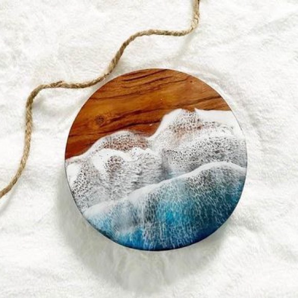 Ocean Wave Raised Circular Tray handcrafted